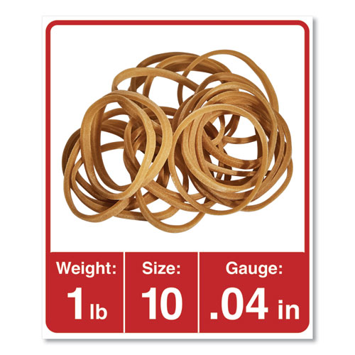 Rubber Bands, Size 10, 0.04" Gauge, Beige, 1 lb Box, 3,400/Pack