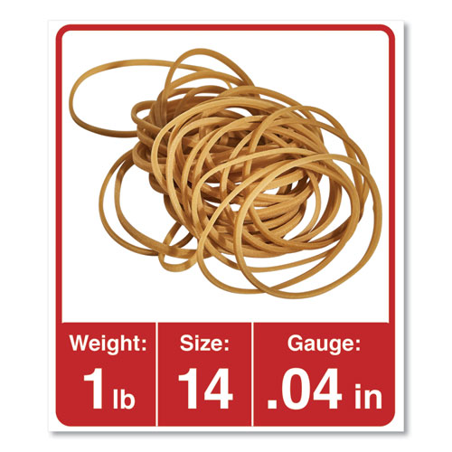Rubber Bands, Size 14, 0.04" Gauge, Beige, 1 lb Box, 2,200/Pack