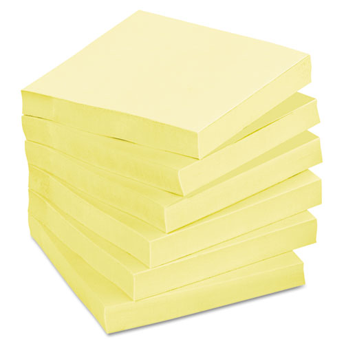 Image of Original Recycled Note Pads, 3" x 3", Canary Yellow, 100 Sheets/Pad, 12 Pads/Pack