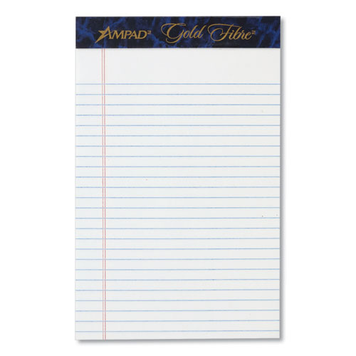 Ruled Writing Pad, Wide/Legal Rule, 50 White 5 x 8 Sheets, Dozen
