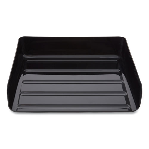 Image of Tru Red™ Side-Load Stackable Plastic Document Tray, 1 Section, Letter-Size, 12.63 X 9.72 X 3.01, Black, 2/Pack