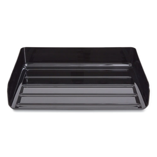 Image of Side-Load Stackable Plastic Document Tray, 1 Section, Legal-Size, 15.06 x 9.72 x 3.01, Black, 2/Pack