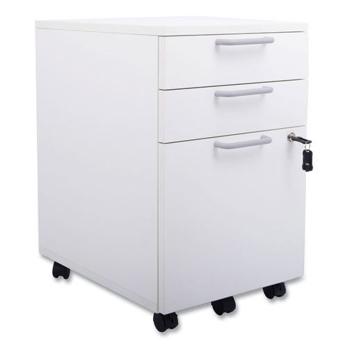 Image of Essentials Mobile Pedestal File, Left or Right, 3-Drawers: Box/Box/File, Legal/Letter, White, 15.6" x 21.3" x 24.3"