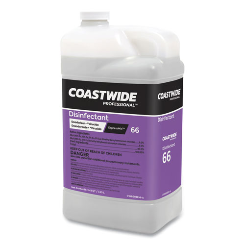 Image of Coastwide Professional™ Disinfectant 66 Deodorizer-Virucide Concentrate For Expressmix Systems, Unscented, 110 Oz Bottle, 2/Carton