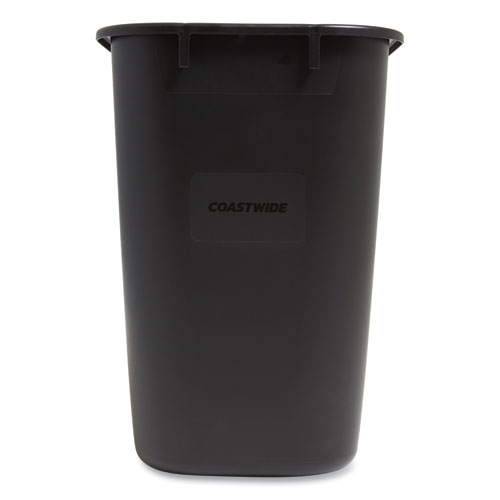 Image of Open Top Indoor Trash Can , 7 gal, Plastic, Black