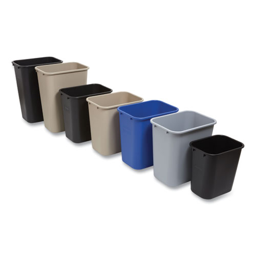 Image of Open Top Indoor Trash Can, Plastic, 7 gal, Gray