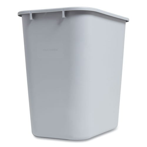 Image of Open Top Indoor Trash Can, Plastic, 7 gal, Gray