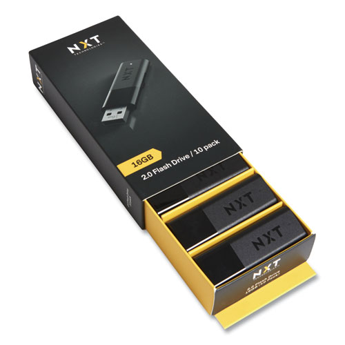 NXT Technologies™ USB 2.0 Flash Drive, 16 GB, Black, 10/Pack | Weiss Bros.