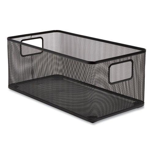 Wire Mesh Storage Box, 8.58" x 15.75" x 6.69", Black