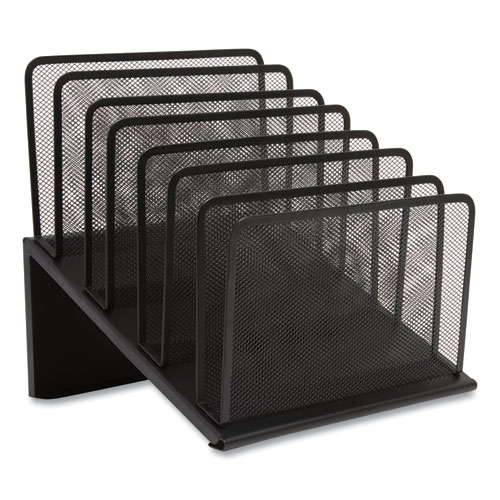 TRU RED™ 7 Compartment Wire Mesh File Organizer, Matte Black