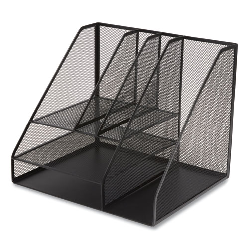 Image of Tru Red™ Wire Mesh Combination Organizer, Vertical/Horizontal, 8 Sections, Letter-Size, 12 X 12 X 13.97, Matte Black