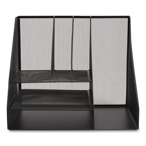 Image of Tru Red™ Wire Mesh Combination Organizer, Vertical/Horizontal, 8 Sections, Letter-Size, 12 X 12 X 13.97, Matte Black