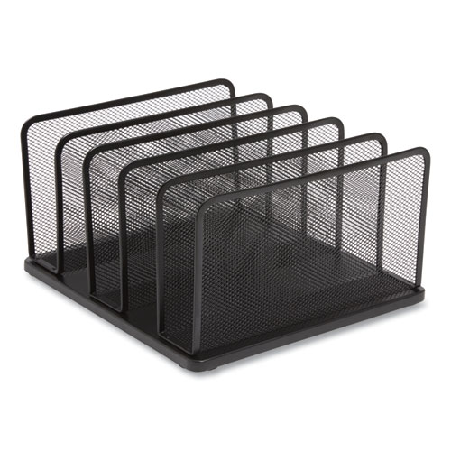 Wire Mesh Vertical Document Sorter, 5 Sections, Letter-Size, 11.57 x 12.83 x 6.69, Matte Black