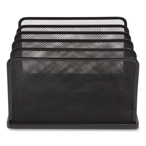 Wire Mesh Vertical Document Sorter, 5 Sections, Letter-Size, 11.57 x 12.83 x 6.69, Matte Black