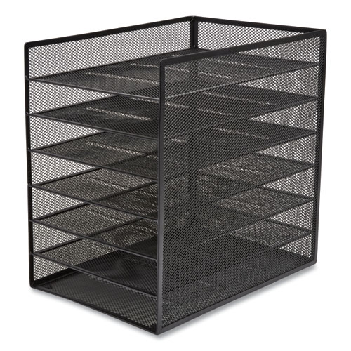 Image of Tru Red™ Front-Load Enclosed Wire Mesh Horizontal Document Organizer, 6 Sections, Letter-Size, 9.25 X 13.38 X 13.38, Matte Black
