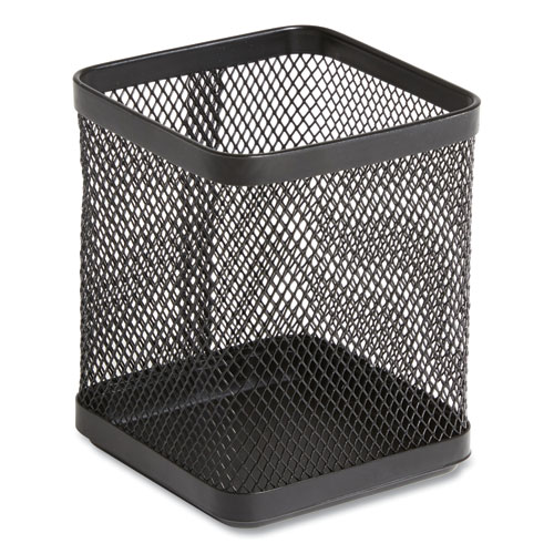 Image of Wire Mesh Pencil Holder, 3.46 x 3.46 x 4.33, Black