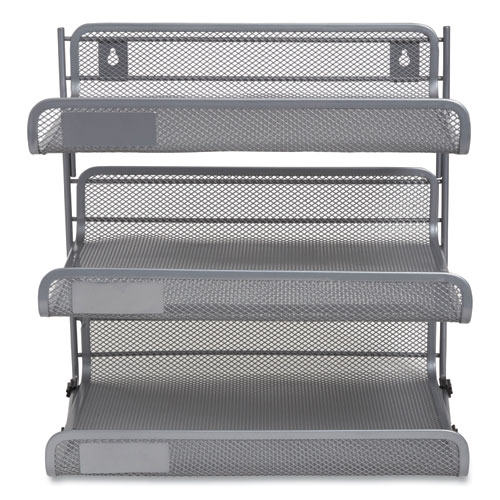 Side-Load Open Design Wire Mesh Horizontal Document Organizer, 3 Sections, Letter-Size, 13.78 x 11.22 x 13.38, Silver