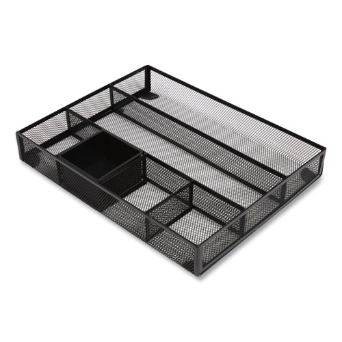 Image of Mesh Drawer Organizer, Six Compartment, 15.43 x 12.2 x 2.68, Black