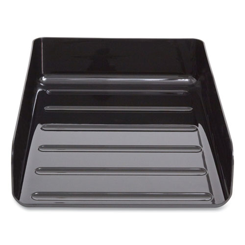 Front-Load Stackable Plastic Document Tray, 1 Section, Letter-Size, 9.81 x 12.56 x 3.01, Black, 2/Pack