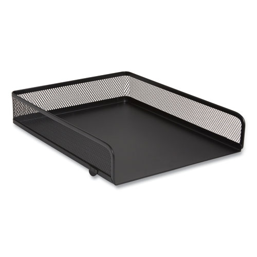 Image of Tru Red™ Front-Load Stackable Wire Mesh Document Tray, 1 Section, Letter-Size, 9.37 X 12.48 X 2.32, Matte Black