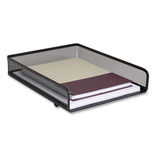 Front-Load Stackable Wire Mesh Document Tray, 1 Section, Letter-Size, 9.37 x 12.48 x 2.32, Matte Black