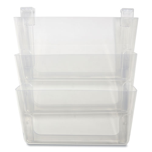 Unbreakable Plastic Wall File, 3 Sections, Letter Size, 13" x 3.74" x 15.03", Clear