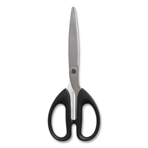 TRU RED™ Ambidextrous Stainless Steel Scissors, 7" Long, 3.23" Cut Length, Black Straight Symmetrical Handle