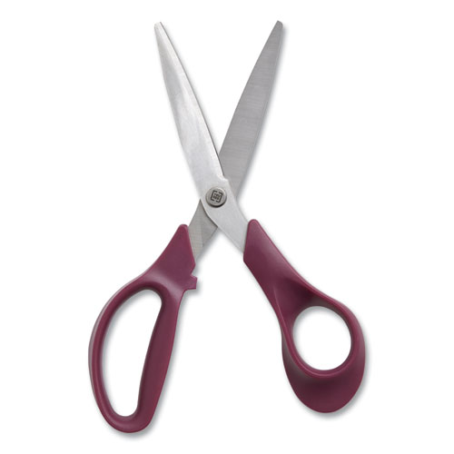 Image of Tru Red™ Stainless Steel Scissors, 8" Long, 3.58" Cut Length, Purple Straight Handle