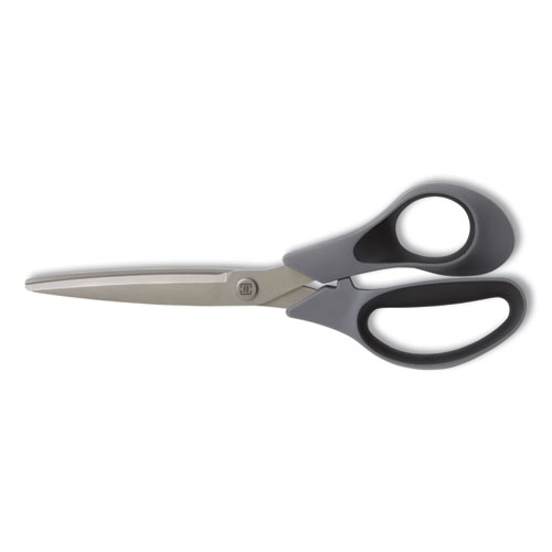 Tru Red™ Non-Stick Titanium-Coated Scissors, 8" Long, 3.86" Cut Length, Gun-Metal Gray Blades, Gray/Black Straight Handle