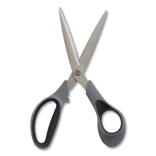 Image of Tru Red™ Non-Stick Titanium-Coated Scissors, 8" Long, 3.86" Cut Length, Gun-Metal Gray Blades, Gray/Black Straight Handle