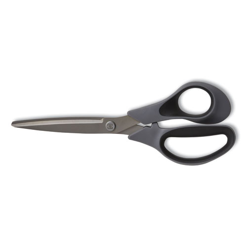 Non-Stick Titanium-Coated Scissors, 8" Long, 3.86" Cut Length, Gun-Metal Gray Blades, Gray/Black Straight Handle, 2/Pack