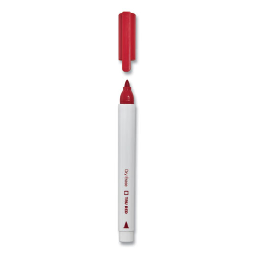 Tru Red Pen Style Dry Erase Marker, Fine Bullet Tip, Black, 4/Pack