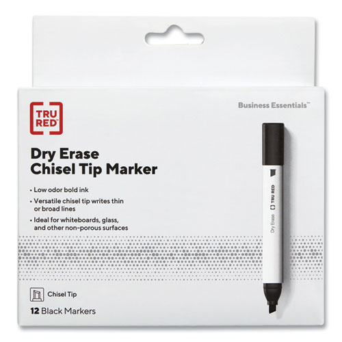 Image of Dry Erase Marker, Tank-Style, Medium Chisel Tip, Black, Dozen