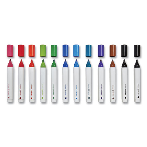 Dry Erase Marker, Tank-Style, Medium Chisel Tip, Assorted Colors, 12/Pack