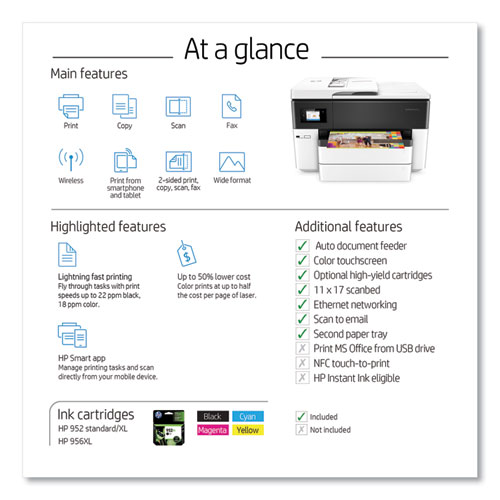 Image of Hp Officejet Pro 7740 All-In-One Printer, Copy/Fax/Print/Scan