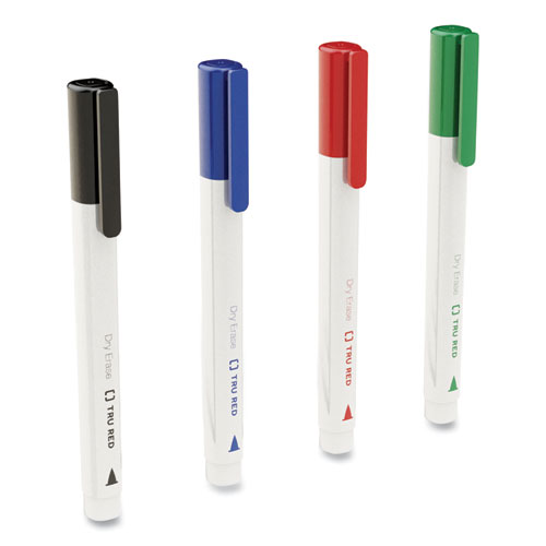 Dry Erase Marker, Pen-Style, Fine Bullet Tip, Assorted Colors, 4/Kit