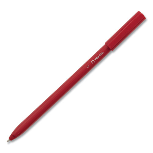 Ballpoint Pen, Stick, Medium 1 mm, Red Ink, Red Barrel, Dozen