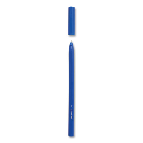 Ballpoint Pen, Stick, Medium 1 mm, Blue Ink, Blue Barrel, Dozen