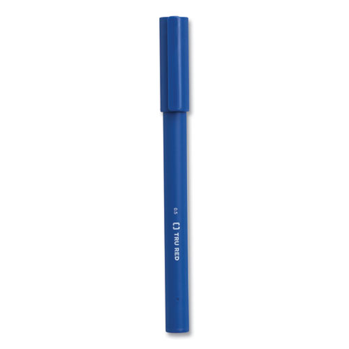 Image of Quick Dry Gel Pen, Stick, Fine 0.5 mm, Blue Ink, Blue Barrel, Dozen