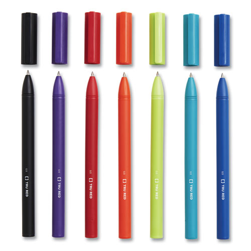 Image of Tru Red™ Quick Dry Gel Pen, Retractable, Fine 0.5 Mm, Assorted Ink And Barrel Colors, 12/Pack