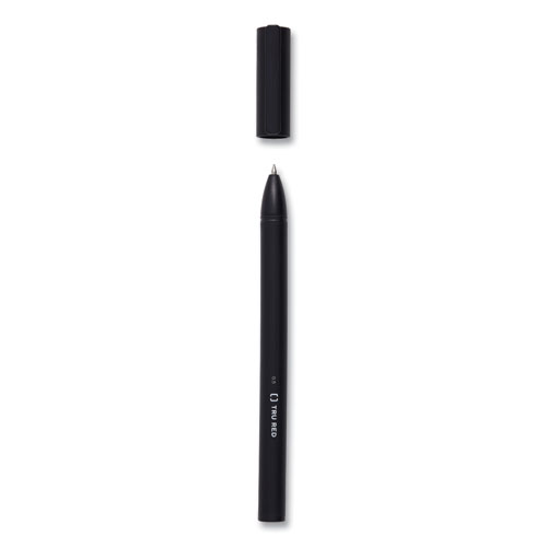 Image of Tru Red™ Quick Dry Gel Pen, Stick, Fine 0.5 Mm, Black Ink, Black Barrel, Dozen
