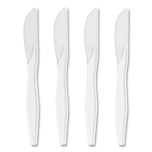 Image of Mediumweight Plastic Cutlery, Knife, White, 1,000/Pack