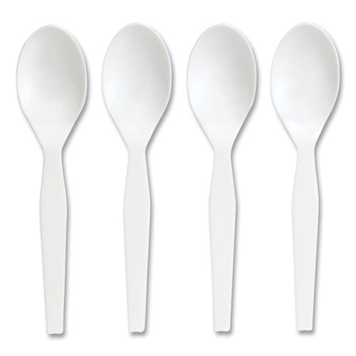 Eco-ID Mediumweight Compostable Cutlery, Teaspoon, White, 300/Pack