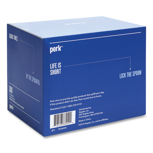 Image of Perk™ Eco-Id Mediumweight Compostable Cutlery, Teaspoon, White, 300/Pack