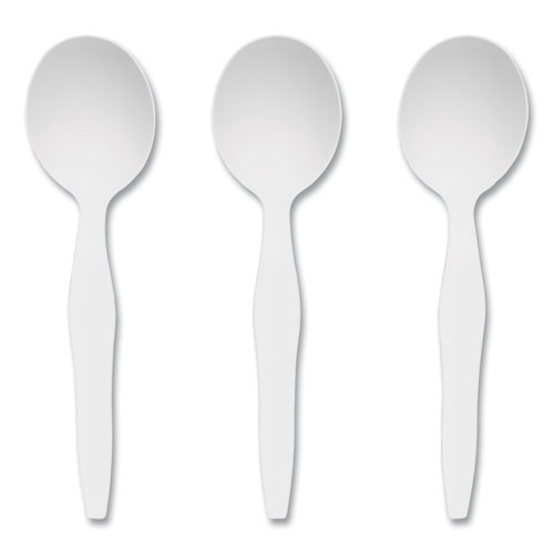 Heavyweight Plastic Cutlery, Soup Spoon, White, 100/Pack