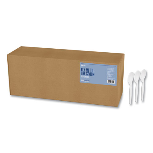Perk™ Mediumweight Plastic Cutlery, Teaspoon, White, 1,000/Pack