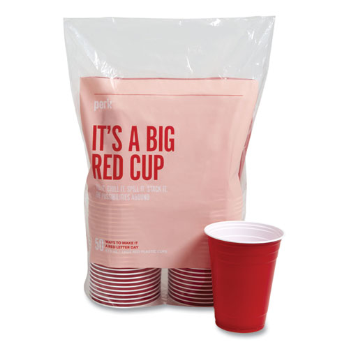Solo Plastic Party Cold Cups, 16-oz., Red, 50 Cups (DCCP16RPK)