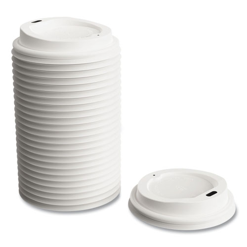 Image of Plastic Hot Cup Lids, Fits 8 oz Cups, White, 50/Pack