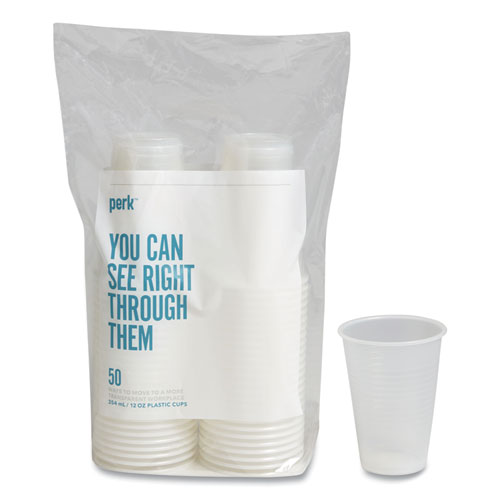 Plastic Cold Cups, 12 oz, Clear, 50/Pack