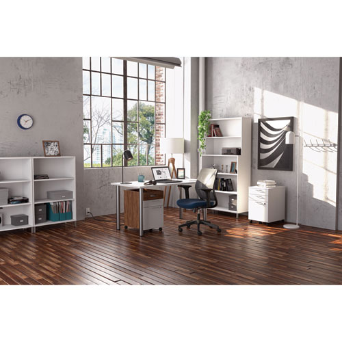 Image of Union & Scale™ Essentials Laminate Bookcase, Five-Shelf, 35.8W X 14.9D X 72H, White